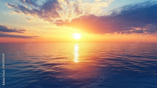 A sunrise over a serene ocean, symbolizing the beginning of a new day and the eternal cycle of Earth's natural rhythms