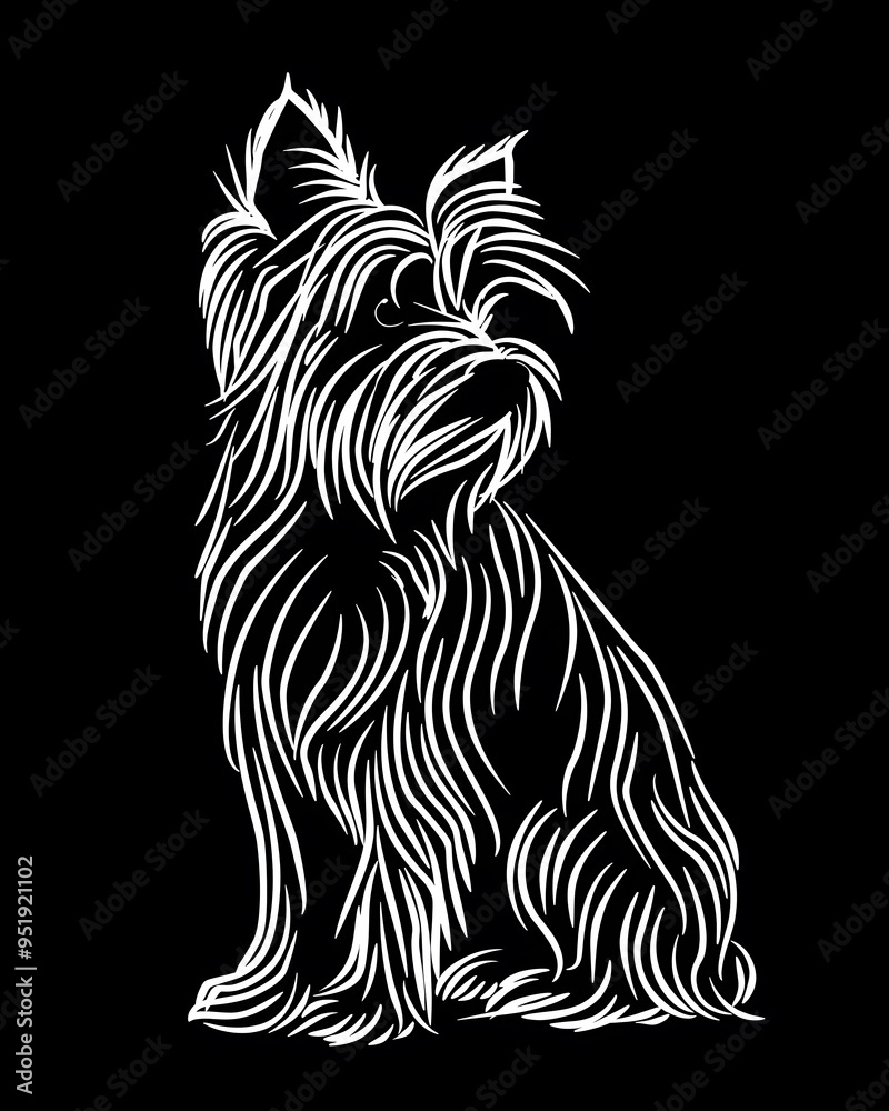 Obraz premium Yorkshire Terrier minimalist line art illustration