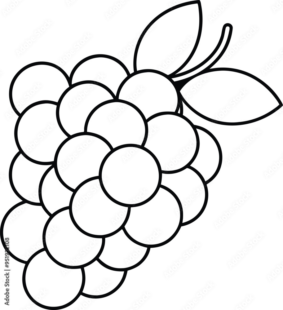 Elegant line art of a grape cluster featuring a simple and refined outline of grapes
Elegant line art of a grape cluster featuring a simple and refined outline of grapes
