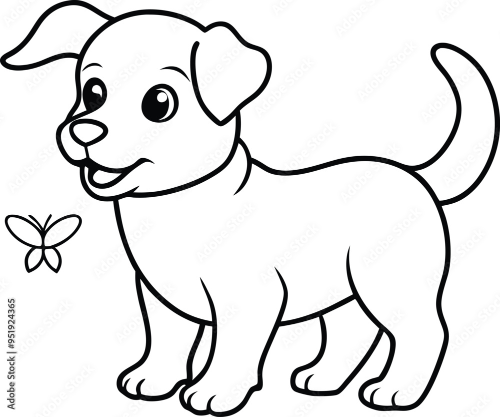 Obraz premium Cute dog illustration featuring a playful attitude ideal for kids' coloring fun 