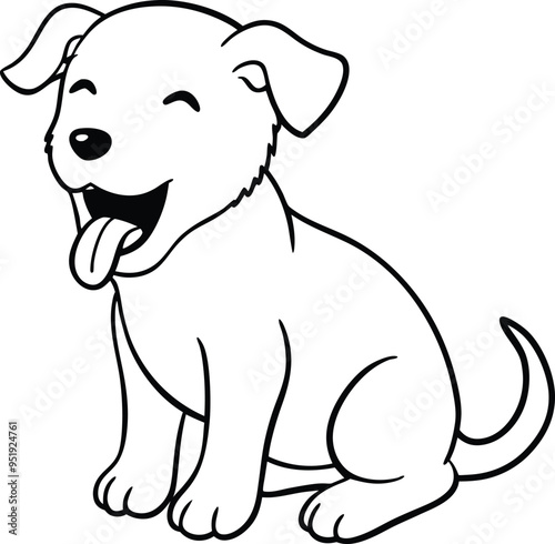 Cheerful dog drawing with a playful face ideal for kids to enjoy coloring
