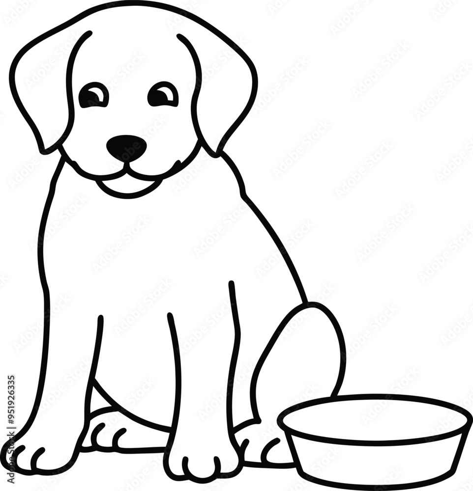 Adorable dog sketch in a fun pose waiting for kids to color with bright shades
