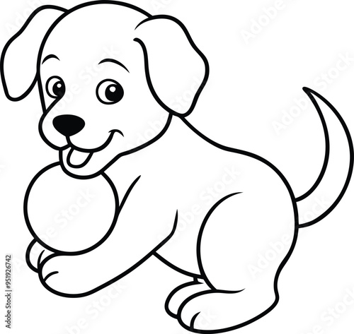 Playful puppy drawing with a wagging tail ready for colorful creativity
