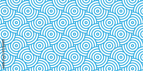 Overlapping creative diamond circle abstract blue pattern background with waves texture. geometric digital fabric pattern circles floral and spiral round lapping blue retro background.