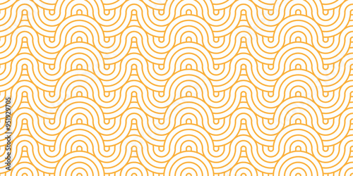 Abstract geometric wave pattern with circles fabric curl Transparent vector backdrop. Seamless overlapping pattern with wave line circle brown composed by round retro background.