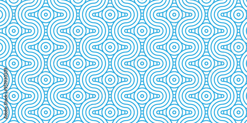 Overlapping creative diamond circle abstract blue pattern background with waves texture. geometric digital fabric pattern circles floral and spiral round lapping blue retro background.