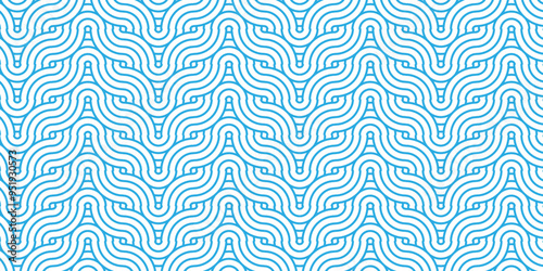 Overlapping creative diamond circle abstract blue pattern background with waves texture. geometric digital fabric pattern circles floral and spiral round lapping blue retro background.