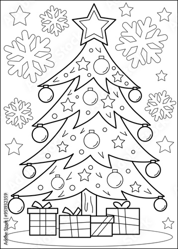 tree coloring book page