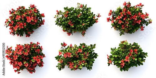 Bright and Colorful Shrubs in a Digital Illustration