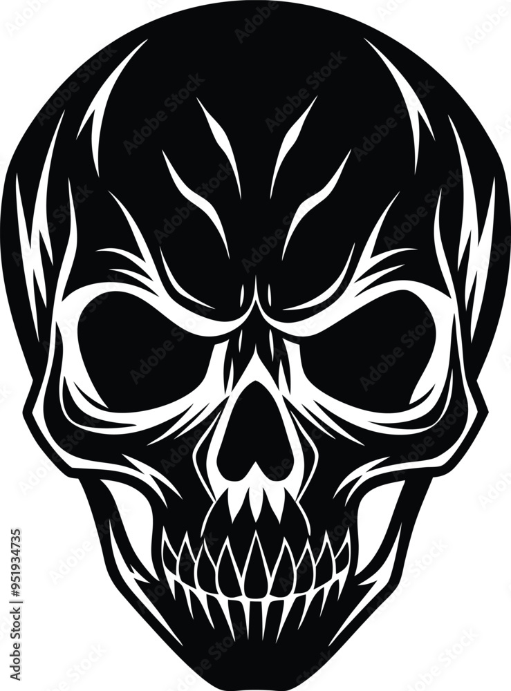 Fototapeta premium Minimal skull silhouette adds a sleek touch to modern and abstract designs 