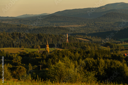 Beieszczady Mountains in late summer. Wildderness of polish mountains landscape