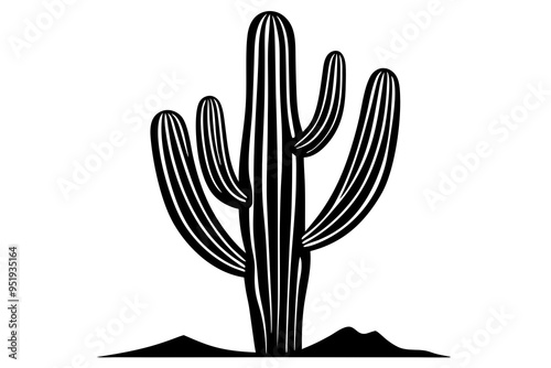 Cactus Saguaro silhouette vector illustration