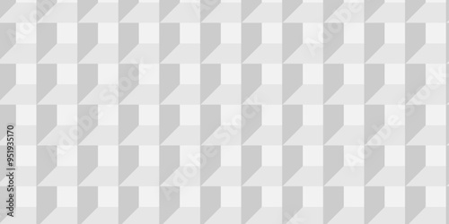   Seamless vector cube triangle geometric tile mosaic wall grid retro digital hexagon technology wallpaper background. white and gray block cube structure backdrop square triangle texture vintage desi