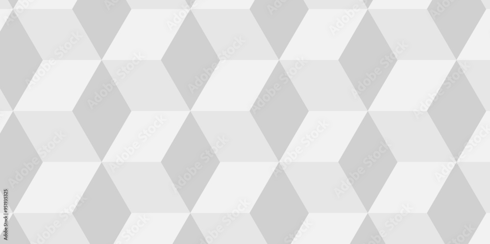 Fototapeta premium Minimal vector cube triangle geometric tile mosaic wall grid retro digital hexagon technology wallpaper background. white and gray block cube structure backdrop square triangle texture vintage design.