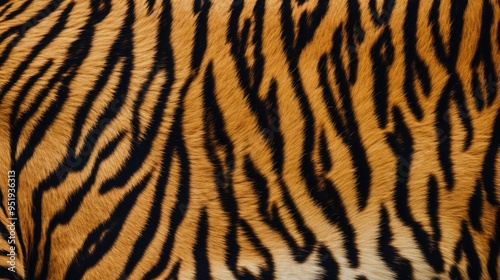 Tiger skin close-up texture flat lay background