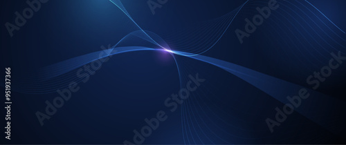 Vector abstract lines pattern design and light effect. High speed movement and motion blur over dark blue background. Illustration futuristic, Cyber hi tech connection technology, cyberspace concept