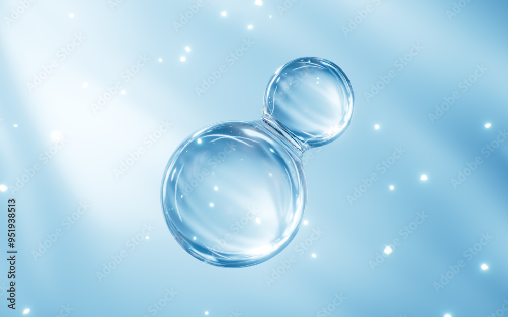 Blue glass spheres, abstract molecules, 3d rendering. Blue glass spheres, abstract molecules, 3d rendering.