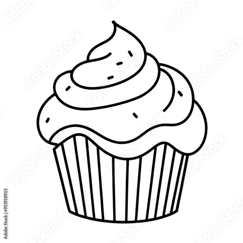 coloring book, coloring, outline, line, cute, funny, drawing, icon, illustration, vector, black, cover book, book, cartoon, cupcake, cake, food, dessert, birthday, muffin, bakery, baked, snack, delici