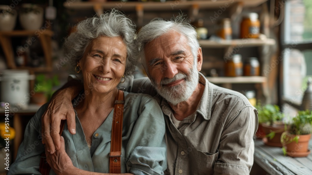 Portrait of Happy Senior Couple in Love Smiling Together Cozy Home Warm Atmosphere Portrait of Happy Senior Couple in Love Smiling Together Cozy Home Warm Atmosphere