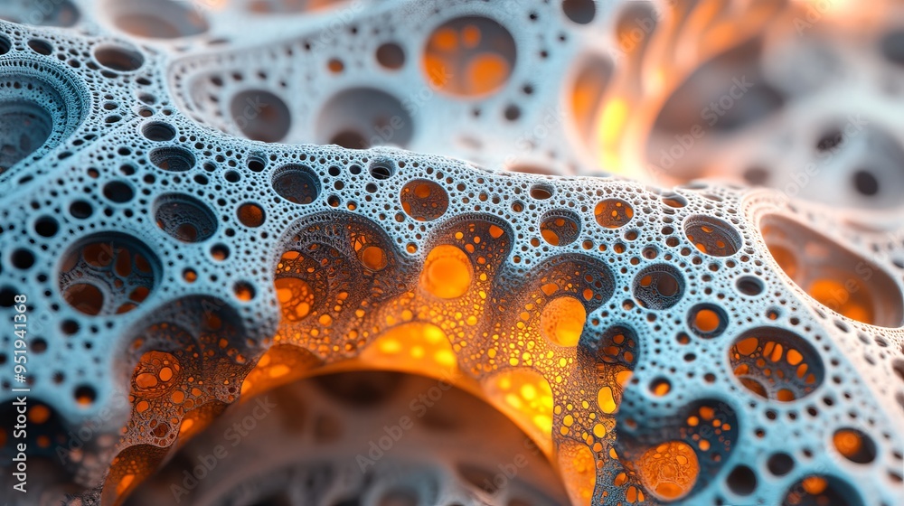 Blue and orange structure reflecting light in a surreal pattern Blue and orange structure reflecting light in a surreal pattern