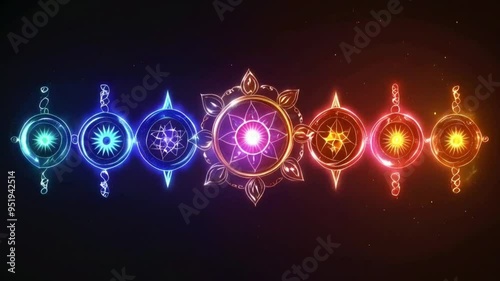 Seven Glowing Chakras: A Mystical Sequence