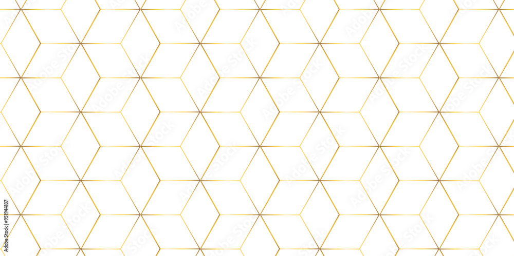 Abstract seamless pattern with square hexagon tile and cube grid mosaic honeycomb diamond triangle structure shape isometric gold line block wallpaper.
Abstract seamless pattern with square hexagon tile and cube grid mosaic honeycomb diamond triangle structure shape isometric gold line block wallpaper.