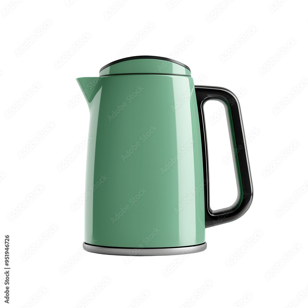 Stylish green kettle with a modern design, ideal for brewing tea or coffee in a contemporary kitchen setting. isolated on a transparent background Stylish green kettle with a modern design, ideal for brewing tea or coffee in a contemporary kitchen setting. isolated on a transparent background
