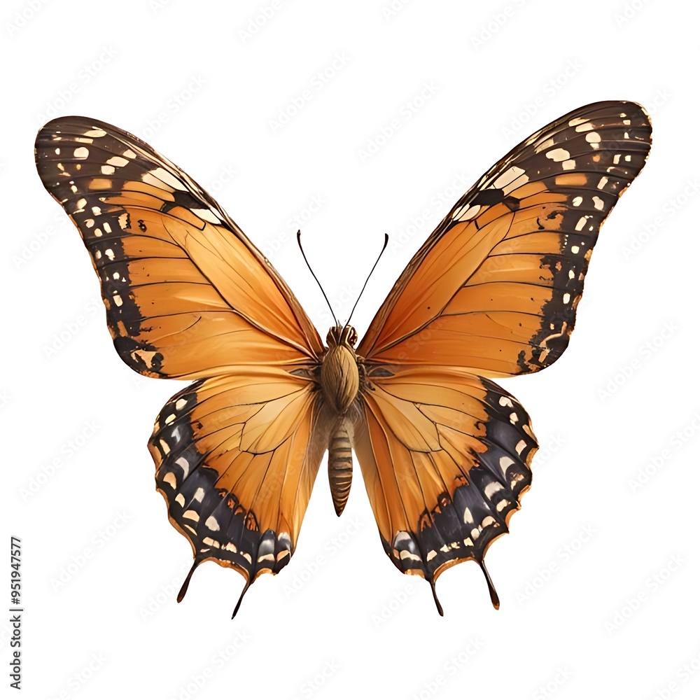 Fototapeta premium Orange butterfly, isolated on white background.