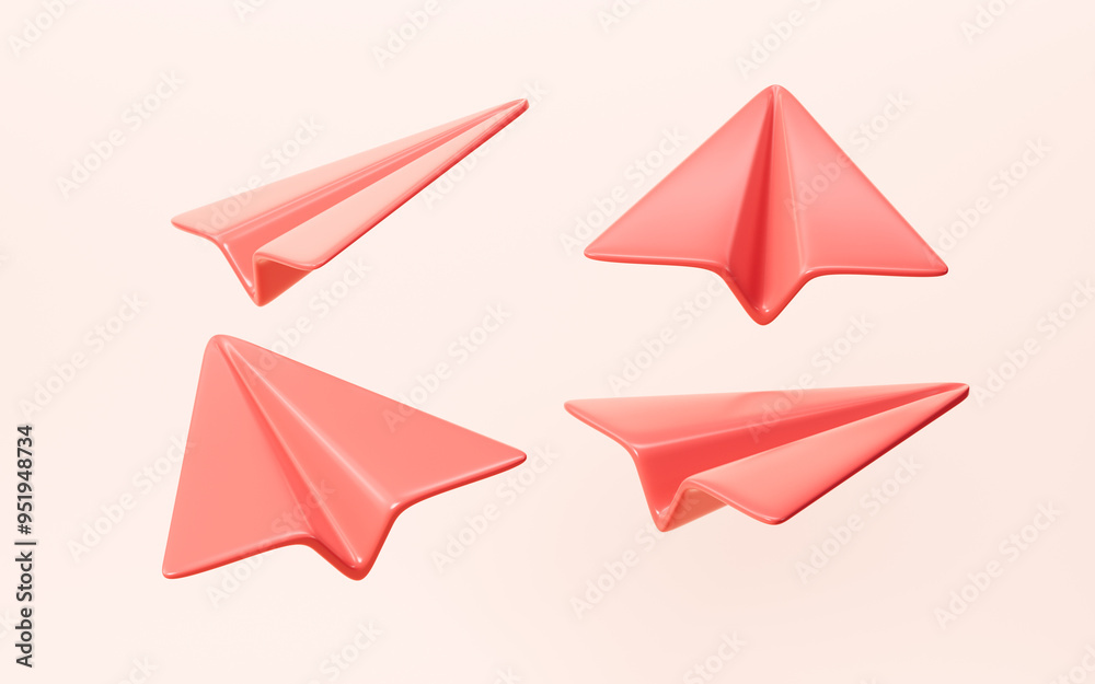 Cartoon paper plane model , 3d rendering. Cartoon paper plane model , 3d rendering.