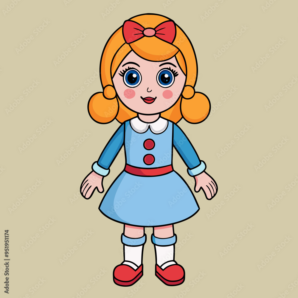 little girl doll vector illustration little girl doll vector illustration