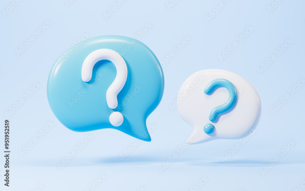 Cartoon question mark, faq problem solution symbol, chat symbol , 3d rendering. Cartoon question mark, faq problem solution symbol, chat symbol , 3d rendering.