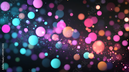 black background with light pink, purple, blue and green lights 