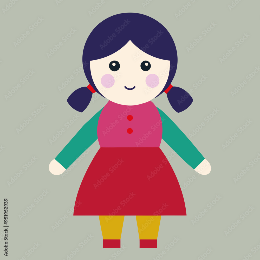 little girl doll vector illustration little girl doll vector illustration