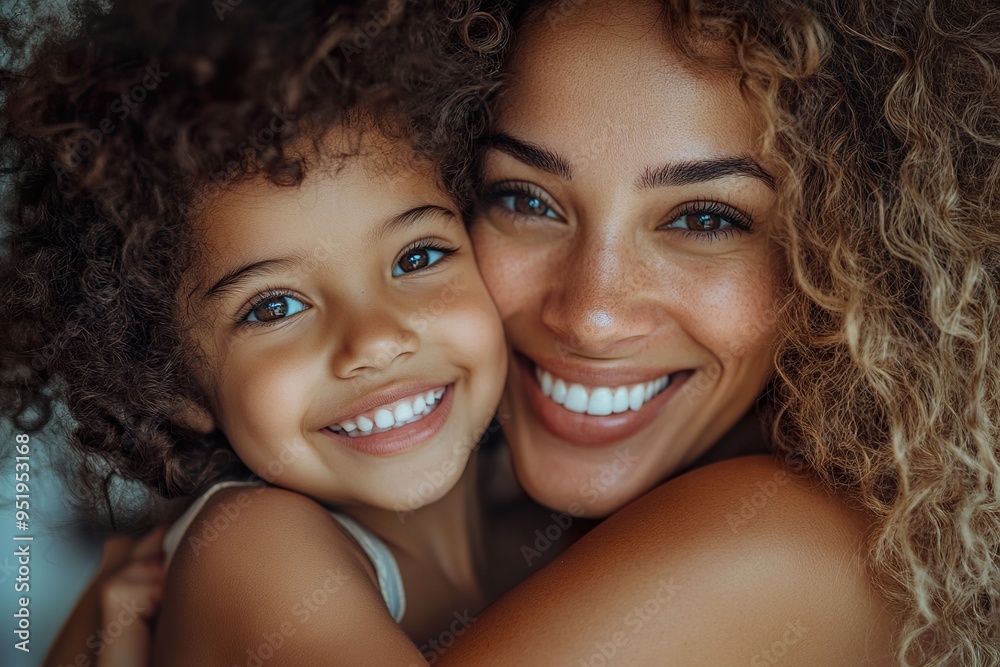 Young Mother Embracing Her Cute Preschool Daughter Smiling and Sharing a Loving Kiss