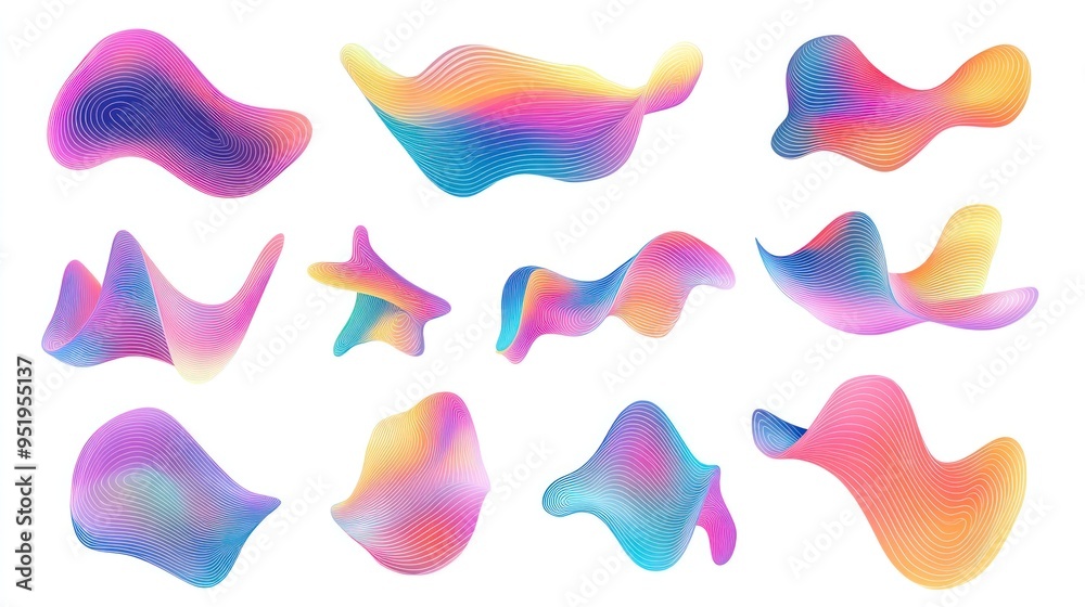 Abstract Colorful Gradient Wave Shapes Abstract Colorful Gradient Wave Shapes