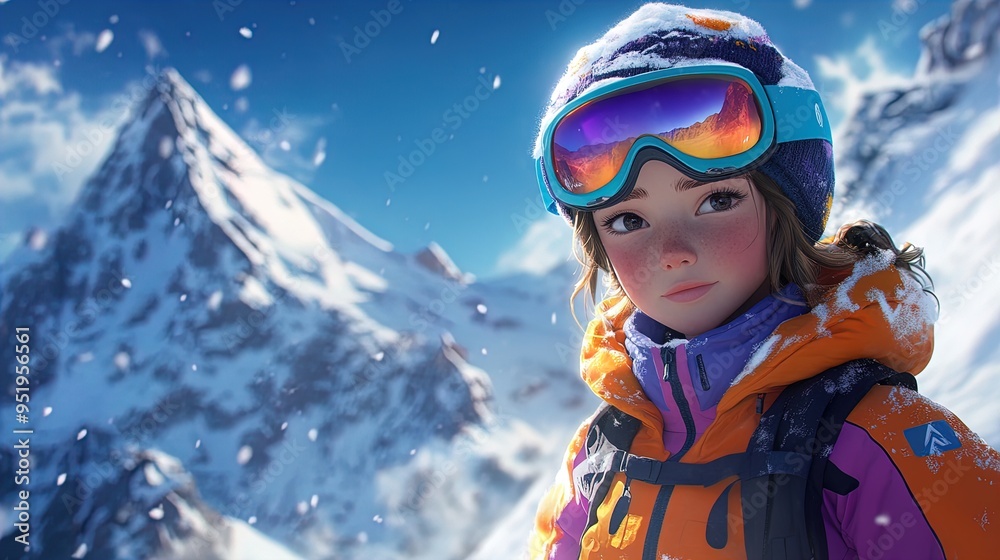 Thrilling Winter Adventure: A Young Skier in Vibrant Gear Captures Nature’s Beauty – Perfect Poster for a Sporty Interior! Thrilling Winter Adventure: A Young Skier in Vibrant Gear Captures Nature’s Beauty – Perfect Poster for a Sporty Interior!