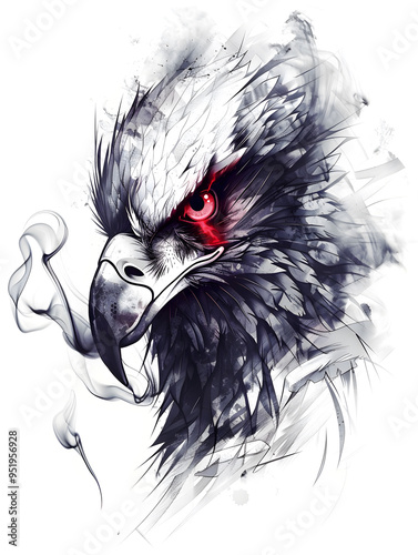 Geometric Eagle tattoo design with smoke illustration photo