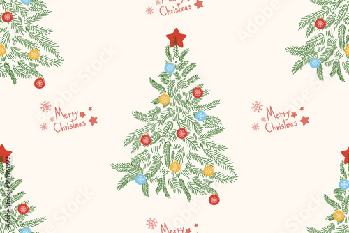 christmas seamless pattern with snowman, christmas trees, stars and snowflakes.	
