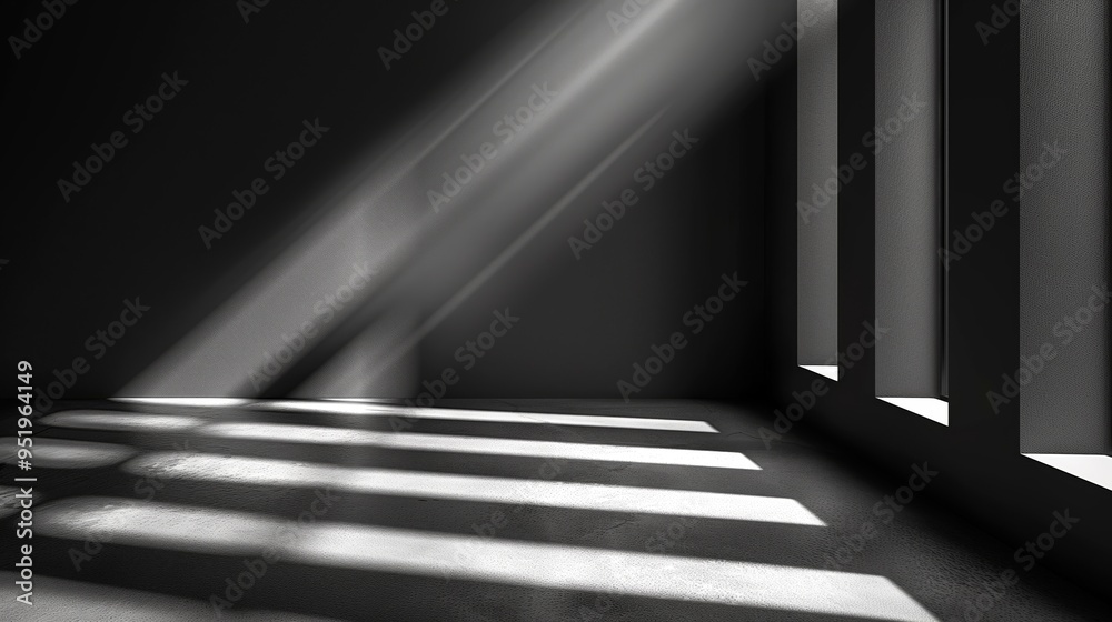 Obraz premium Sun Rays Casting Shadows in Dark Room