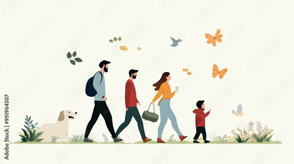 A Family's Joyful Stroll Through Nature's Embrace A Family's Joyful Stroll Through Nature's Embrace