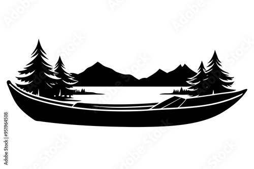 canoe silhouette vector illustration