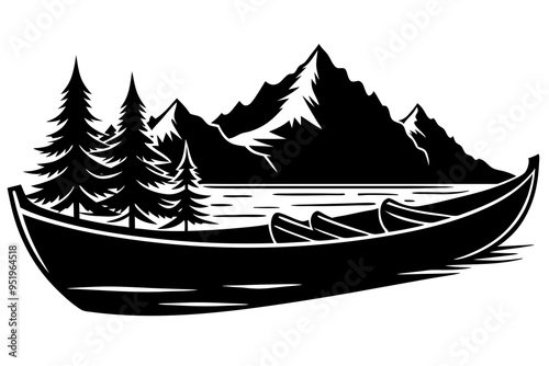 canoe silhouette vector illustration