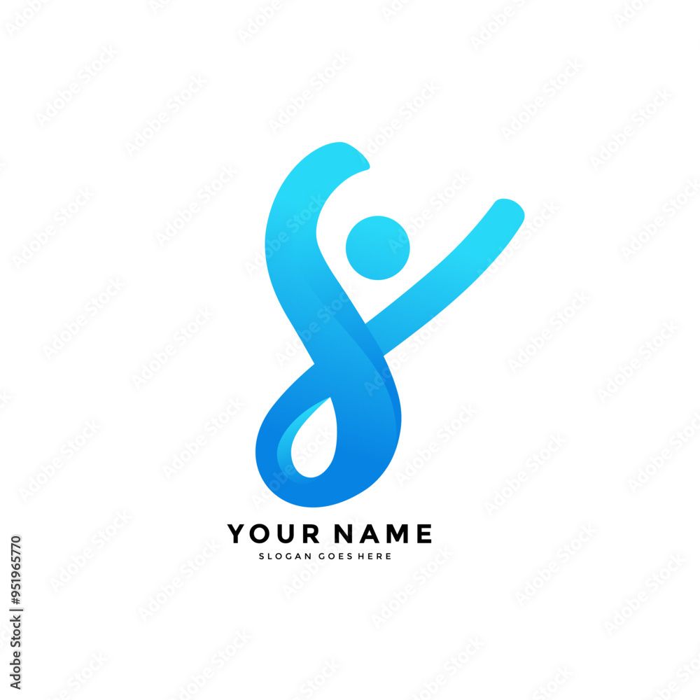 health business sign logo, hospital, treatment, medical. vector line illustration of healthy people in blue. simple health business identity health business sign logo, hospital, treatment, medical. vector line illustration of healthy people in blue. simple health business identity