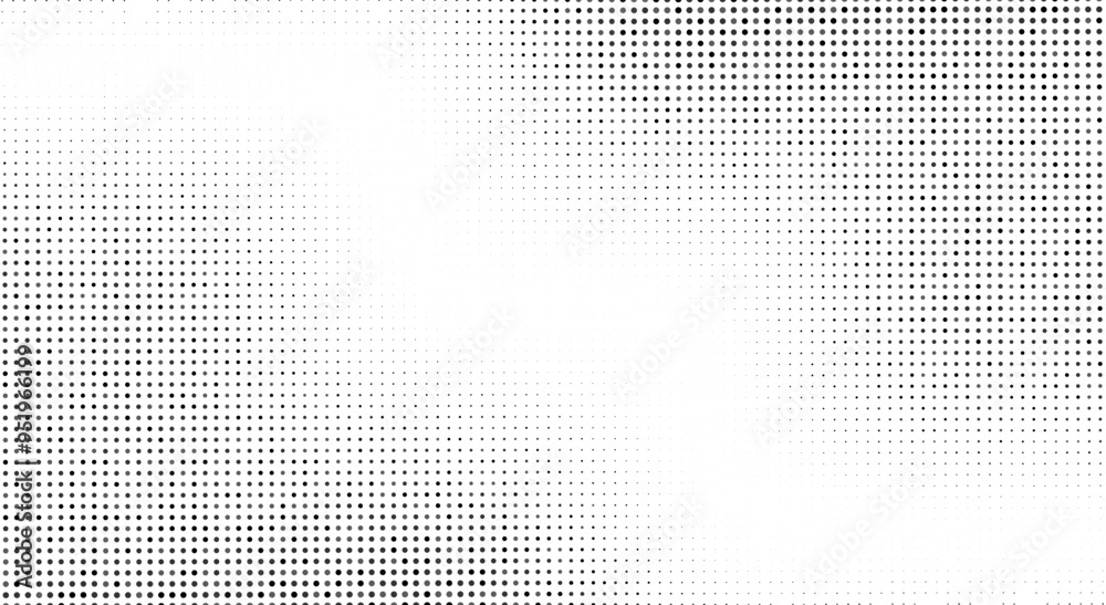 Retro grunge overlay halftone dot pixel pattern backdrop, gradient texture and digital technology background in pop art comic style. Distressed halftone dotted banner frame for social media business.