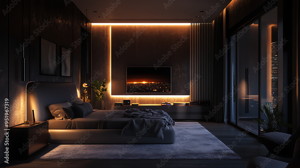 Modern Room with Seamless Invisible Smart Surfaces. Modern Room with Seamless Invisible Smart Surfaces.