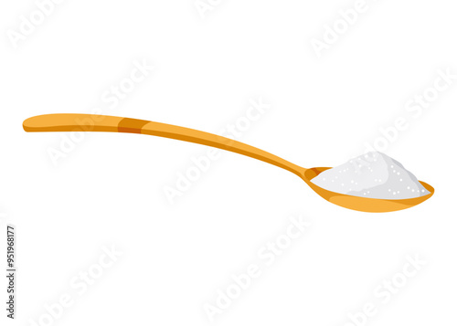 Sugar cartoon symbol. Sweet nutritious, tasty sugar. Refined sugar granulated or crystalline. Vector illustration