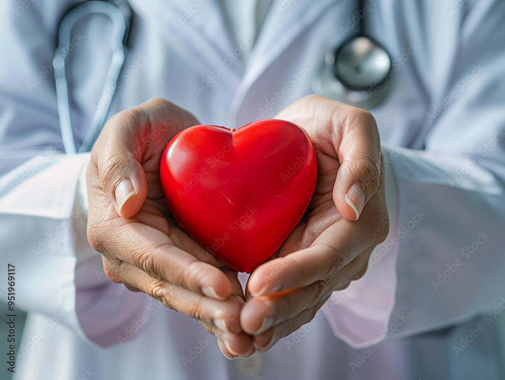A doctor holds a heart in his hands, A doctor holds a heart in his hands,
