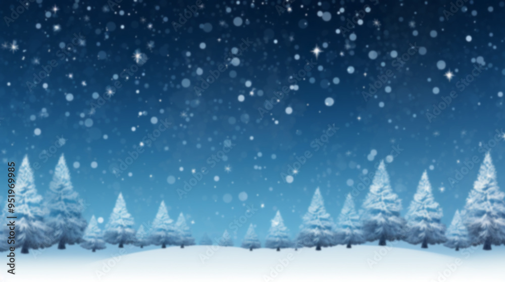 Winter Wonderland with Snowy Trees and Falling Snowflakes Winter Wonderland with Snowy Trees and Falling Snowflakes