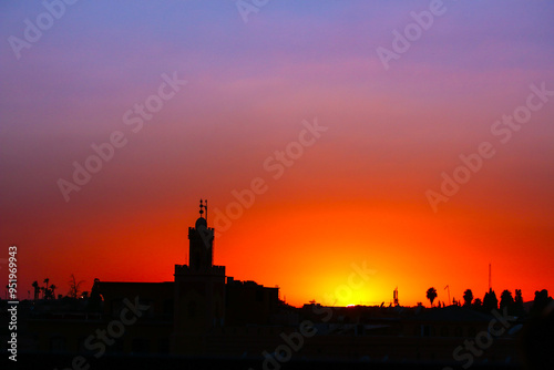 Sunset at Marrakesh city, Morocco, North Africa. photo