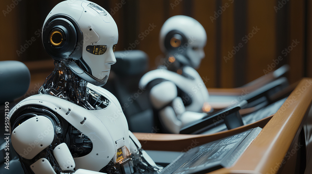 Fototapeta premium AI ethics laws and regulations, artificial intelligence legal standards and policy